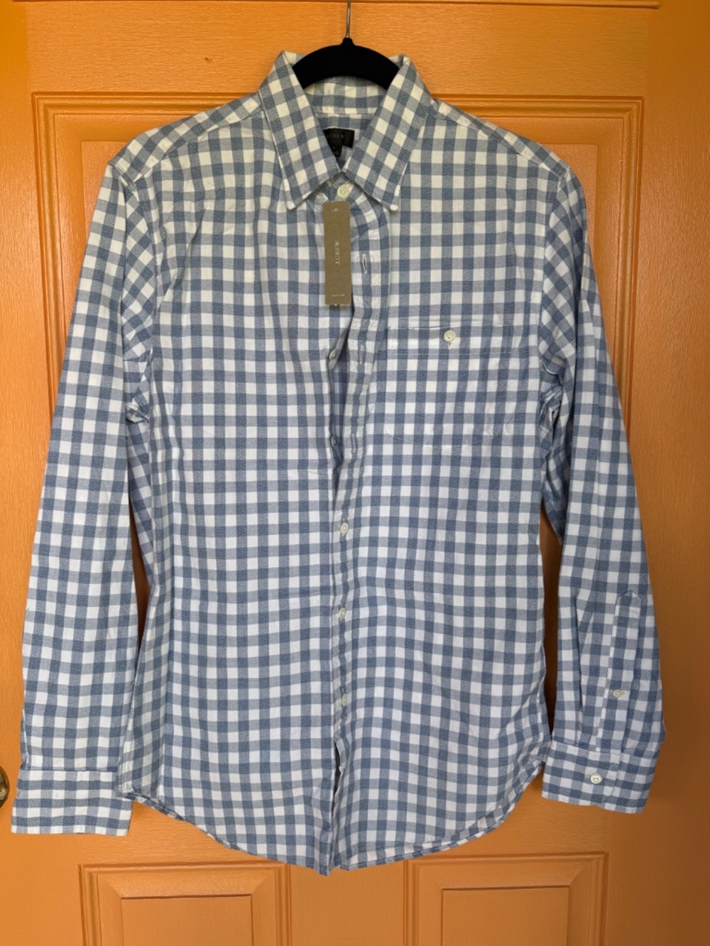 NWT J Crew Mens Blue plaid check dress shirt Size Small S